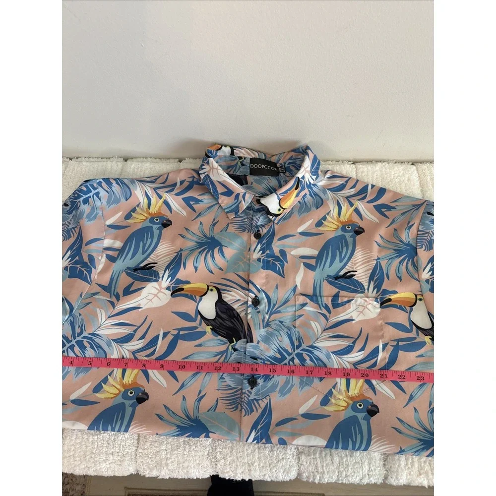 Doopccor Short Sleeve Button Tropical Shirt 2XL Coastalwear Resortwear Preppy